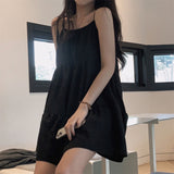 Fongt Chic Temperament Simple Small Man With Short Skirt Sling Skirt Solid Color Loose Splicing Sleeveless Dress