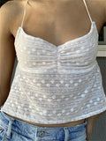 Floral White Crop Tops Fairycore 00s Retro Halter Camis Y2K Aesthetics Sexy Backless Mini Vest Summer Boho Beach Tank-Outfit