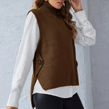 Fongt Women's Vest Pure Color Knit Turleneck Pullover Sleeveless Sweater