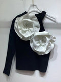 Fongt Babes In Autumn 2025 New Fashion High-End Design Sense Splicing Flowers To Repair Knitted Tops For Women