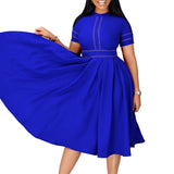 Fongt African Large-Size Women's 2025 Summer New Elegant Dress A-Sleeved Dress