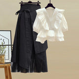 Women Summer korean two pieces set for women streetwear off the shoulder striped patchwork blouse and irregular mesh skirts