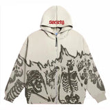 Fongt Millennium Wind Round Collar Skeleton Hoodie Couples Style 2023 Autumn And Winter New Long-Sleeved Skull