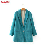 2020 Autumn Winter Women Corduroy Blazer Coat Vintage Long Sleeve Female Outerwear Chic Tops