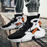 Men Sneakers High Top Sock Shoes Breathable Sports Walking Shoes Thick Bottom Men Casual Shoes Large Size 39-46-Outfit