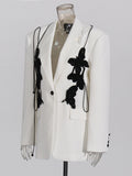 Fongt Personality Suit 2025 Autumn New Fashion Niche Splicing Bow Blazer Women