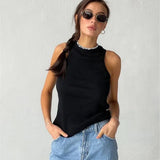 Knitted Y2k O Neck Off Shoulder Sexy Crop Women Pullovers Tube Tank Tops 2021 Summer Female Fashion Basic Corset