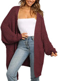 Fongt And Winter Hot Style Lady Solid Color Long Sleeve Pocket Loose Cardigan Knit Sweater