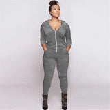 Winter Velvet Tracksuit Women Two Piece Set Zipper Hoodies Jacket To+ Pencil Pants Matching Sets Sportwear Jogging Femme-Outfit