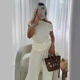 Fongt Women's INS Bursts Of Sleeveless Knitted Trousers Set Holiday Light Luxury