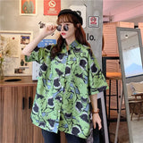 Shirt blusas Female ulzzang short sleeve women blouse 2021 summer oversized gothic printing blouses Korean womens