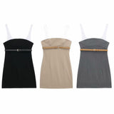 Spring Style With Belt Splicing Short Dress 3152308-Outfit