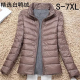 Large Size Plus Fat Down Jacket Female Light Korean Version Fashion Standing Collar Short Fat MM White Duck Down Coat Tide-Outfit