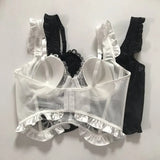 Fongt Lace Small Flying Sleeve Corset Soft Steel Ring Fish Bone Bouquet Of Beautiful Vest Bunny Cup Bra Set