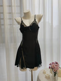 Fongt Girl Sweetheart Slip Big V-Shaped Short Skirt Summer Thin Back Slings Aja Skirt Pure Lusty Homewear