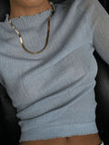 High Neck Semi Sheer Knit Top-Outfit