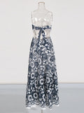 Fongt Famous Woman 2025 Autumn And Winter New Fashion Heavy Industry Embroidered Waist Hollow Hanging Neck Thin Dress Woman