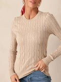 Fongt And Winter Women's Elegant Round-Neck Linen Pattern Jersey Inside The Top Wear