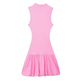 Knitted Hollow Out Back Mini Balloon Dress-Outfit