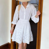 Fongt 2025 New White Shirt Women's Long-Sleeved French Design Dress Holiday