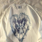 Gothic Emo Printed Oversize Black Hoodies Women Punk Harajuku Streetwear Hippie White Crewneck Sweatshirt Mall Goth