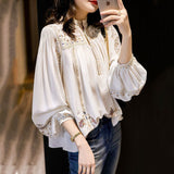 Fongt And Autumn 2025 New Fashion Print Shirt Women's Collar Bohemian Loose Gas Blouse