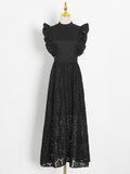 Fongt Sexy Hottie Style 2025 Spring New Design Sleeveless Perspective Lace Temperament Dress