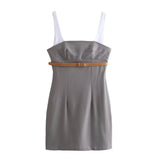 Fongt Sling Splicing Short Dress Commuter Assembly Woman 2025 New Products