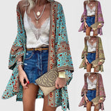 Early Autumn Street Hipster Thin Loose Bohemian Long-sleeved Printed Mid-length
