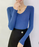 Fongt Knitted Shirt 2025 Autumn New Bottoming Shirt Slim Slim Solid Color Sweater Long Sleeves With A Short