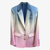 TWOTWINSTYLE Patchwork Hit Color Blazer For Women Notched Long Sleeve Casual Blazers Female 2022 Spring Fashion New