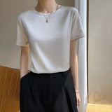 Fongt Summer Women's T-Shirt New Super Soft Bat Sleeve Simple Short-Sleeved Women's Top Bottom With Sleeveless Vest-Outfit