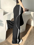 sport black baggy jogging pants with side piping
