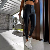 High Waist Stretch Leather Tight Bottoming