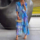 Fongt New Women's Printed Layered Dress Dress