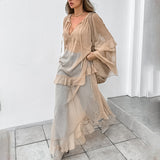 Fongt Niche Dress 2025 Autumn And Winter Perspective Mesh High-End Slim Slim Slim Thin Chiffon Dress Woman