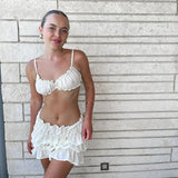 Ruched Bralette And Mini Skirt Set-Outfit