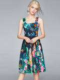 Spring New Sling Dress Seaside Vacation Tropical Printing, Shoulder Slimming And Skinny Skirt Trend-Outfit