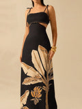 Fongt Spring Summer New Women's Black Bare Back Sling Skirt