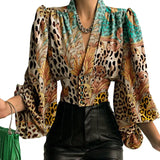 Fongt Explosion Spring New Temperament Button V-Neck Lantern Sleeve
