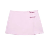 Fongt Women's ZA Summer New Bow Ornament Hanging Neck Vest Skirt Suit