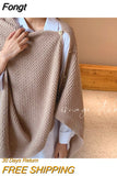 Women Versatile Knitted Scarf Solid Wraps Poncho Sweater with Buttons Autumn Winter Warm Shawl Cape