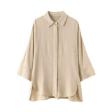 Fongt Explosion Women's Wide-Sleeved Linen Shirts Tight Straight Pants Set