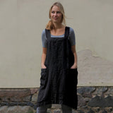 Cotton Linen Apron Long Mid Waist Circumference Home Wear Loose