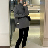 Soft Waxy Sweater Sweater Female 2023 Autumn / Winter New Korean Version Casual Half High Collar Lazy Wind Joker Set-Outfit