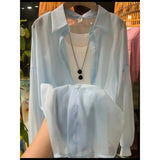 Fongt New Fashion Clothes Beaded Sunscreen Women Loose Lantern Sleeve Shirt Senior