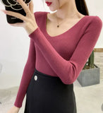 Fongt Knitted Shirt 2025 Autumn New Bottoming Shirt Slim Slim Solid Color Sweater Long Sleeves With A Short