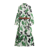 Spring Style Belt Printed Shirt Dress 2627123-Outfit