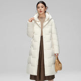 Waves Bit Seam Hooded Padded Clothes Women Winter Long Knee Cotton-Padded Clothes Thick Warm Coat-Outfit