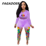 Tie Dye Casual Two Piece Set Plus Size Shorts Set Women Long Sleeve Crop Top Tassel Shorts Sport Traeksuits
